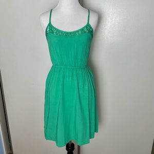 H&M Divided Green Casual Dress with Lace Neckline